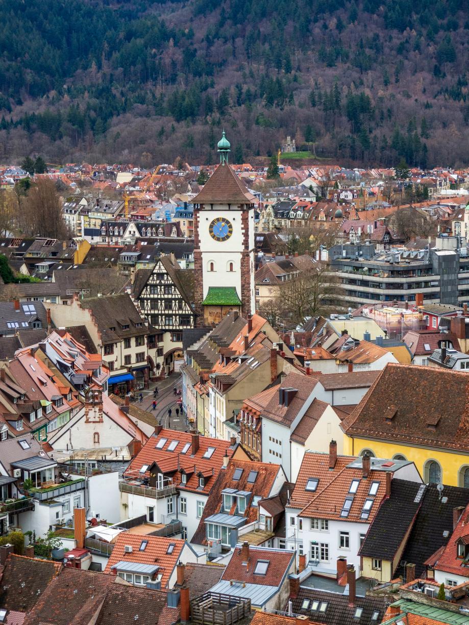 Le centre-ville de Fribourg vu du Schlossberg