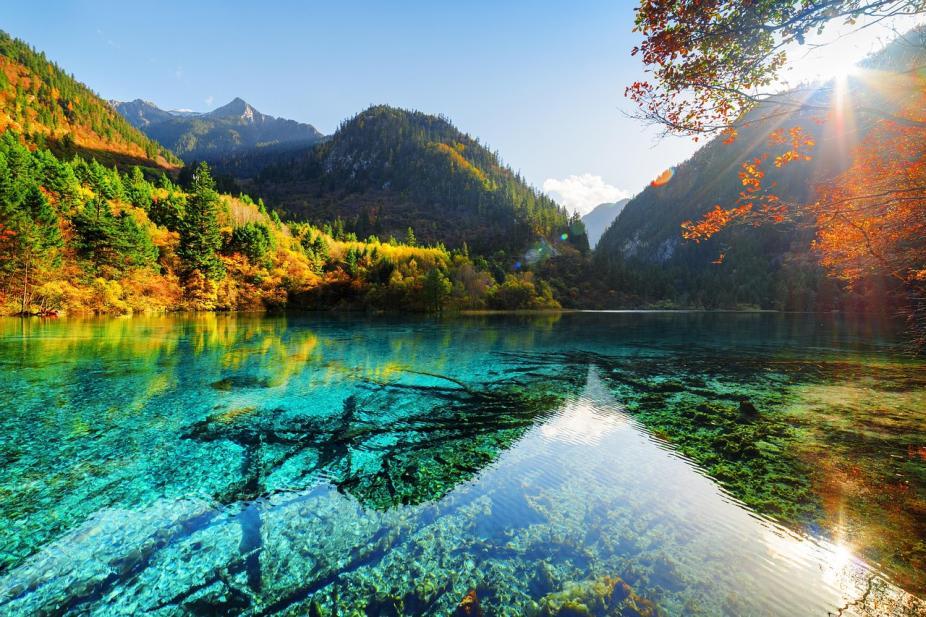 Les lacs du Sichuan à l'automne, près de Chengdu