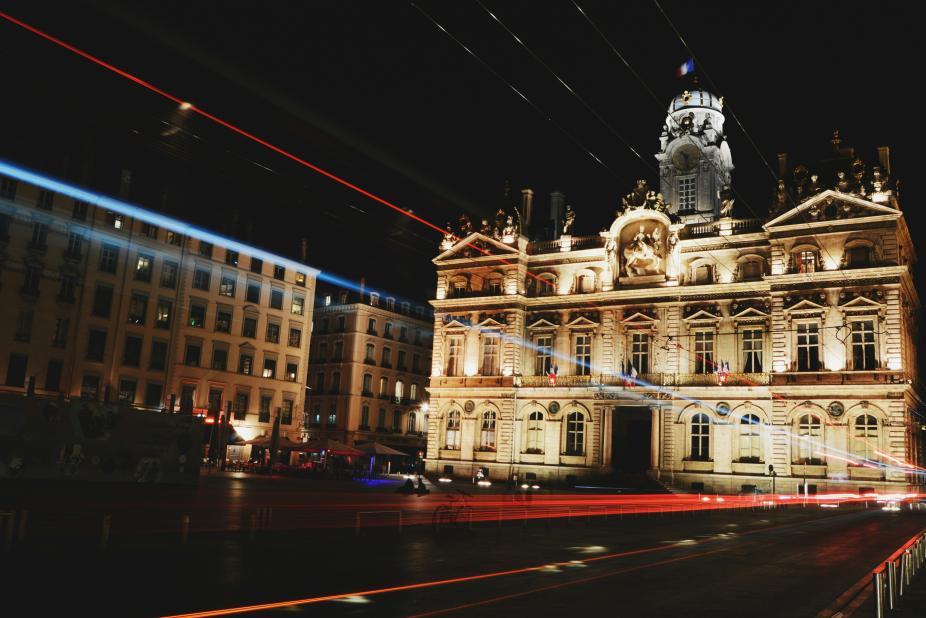 La mairie de Lyon pendant la fête des Lumières 